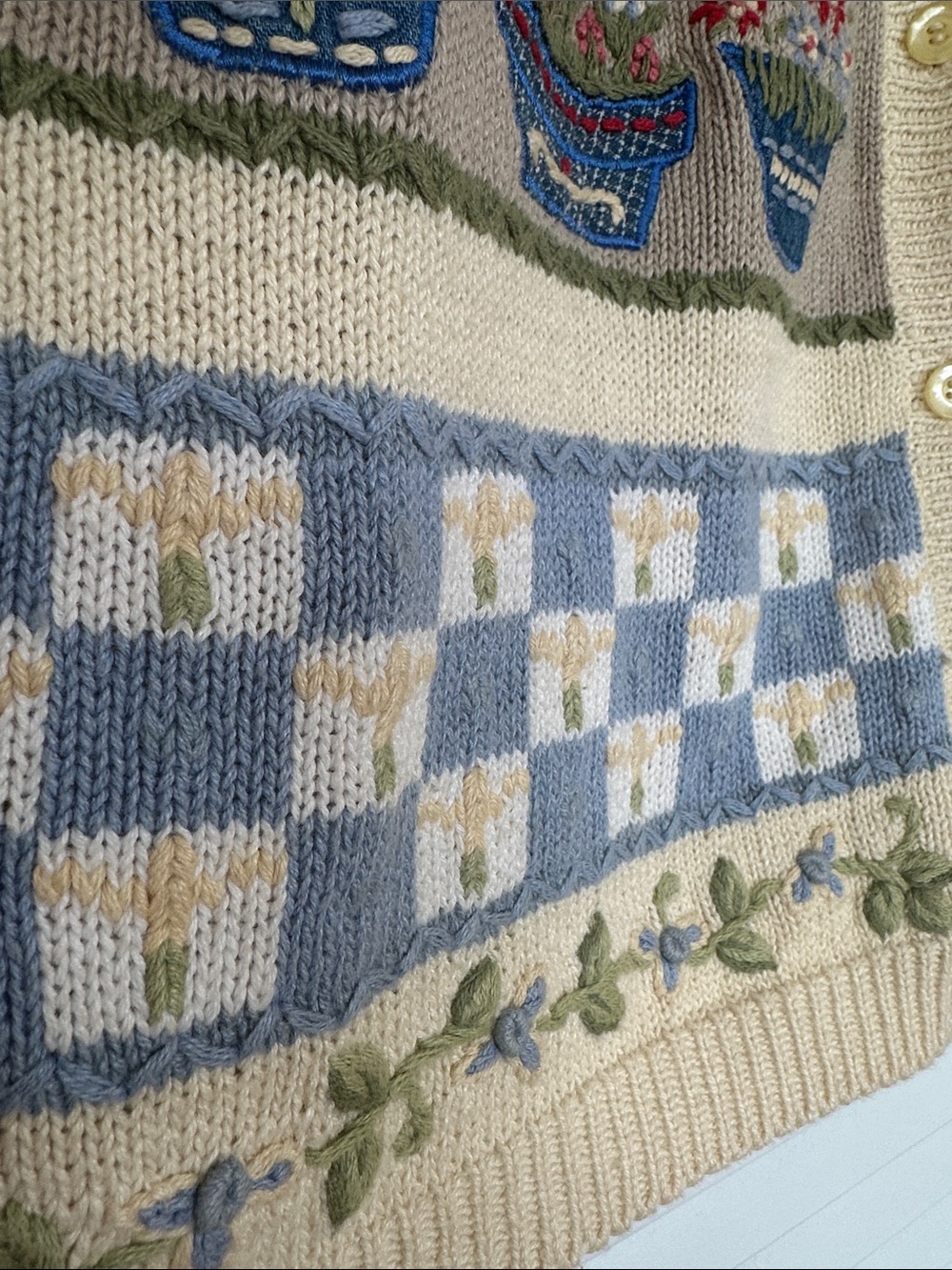 Vintage Koret City Blues Floral Cottagecore Sweater Vest Size M - Picture 7 of 12